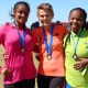 The top 3 winners of the fun run, from left Firdows Asmodien from Health, Caley Bredenkamp from Transport and Public Works and Avele Bulana from Environmental Affairs