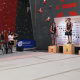 The top three finishers in the men’s category take their places on the podium at the DCAS-supported IFSC Continental Climbing Championship on Sunday.