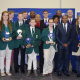 The winners of the Overberg Sport Awards with Deputy Mayor Isaac Sileku, Dr Lyndon Bouah from DCAS, JP Naude from WCPSC and Member of WCPP Theo Olivier.