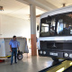 Traffic officers inspect a bus at the Breede River traffic testing centre.