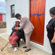 Mrs. Dinah Sibala (75), the first beneficiary receive keys to her brand-new homes from Provincial Minister of Infrastructure Tertuis Simmers and Executive Mayor of Breede Valley Ald. Antoinette Steyn