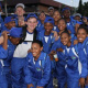 WC Netball player Luzandre van der Berg with her fellow WC team mates at the SANSC Opening ceremony