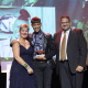 Winner Kirvan Fortuin with Minister Anroux Marais and HOD Brent Walters at the Cultural Affairs Awards at the Artscape