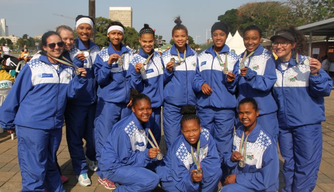 Team Western Cape Netball SASSA II girls u16 at the National School Sport Championships Winter Games in Durban