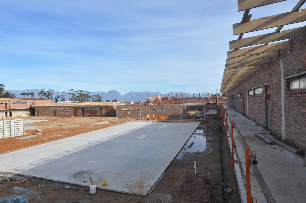 The construction of the netball court.