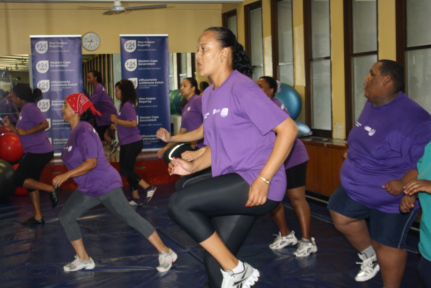 The group performs aerobics to improve their lifestyles.