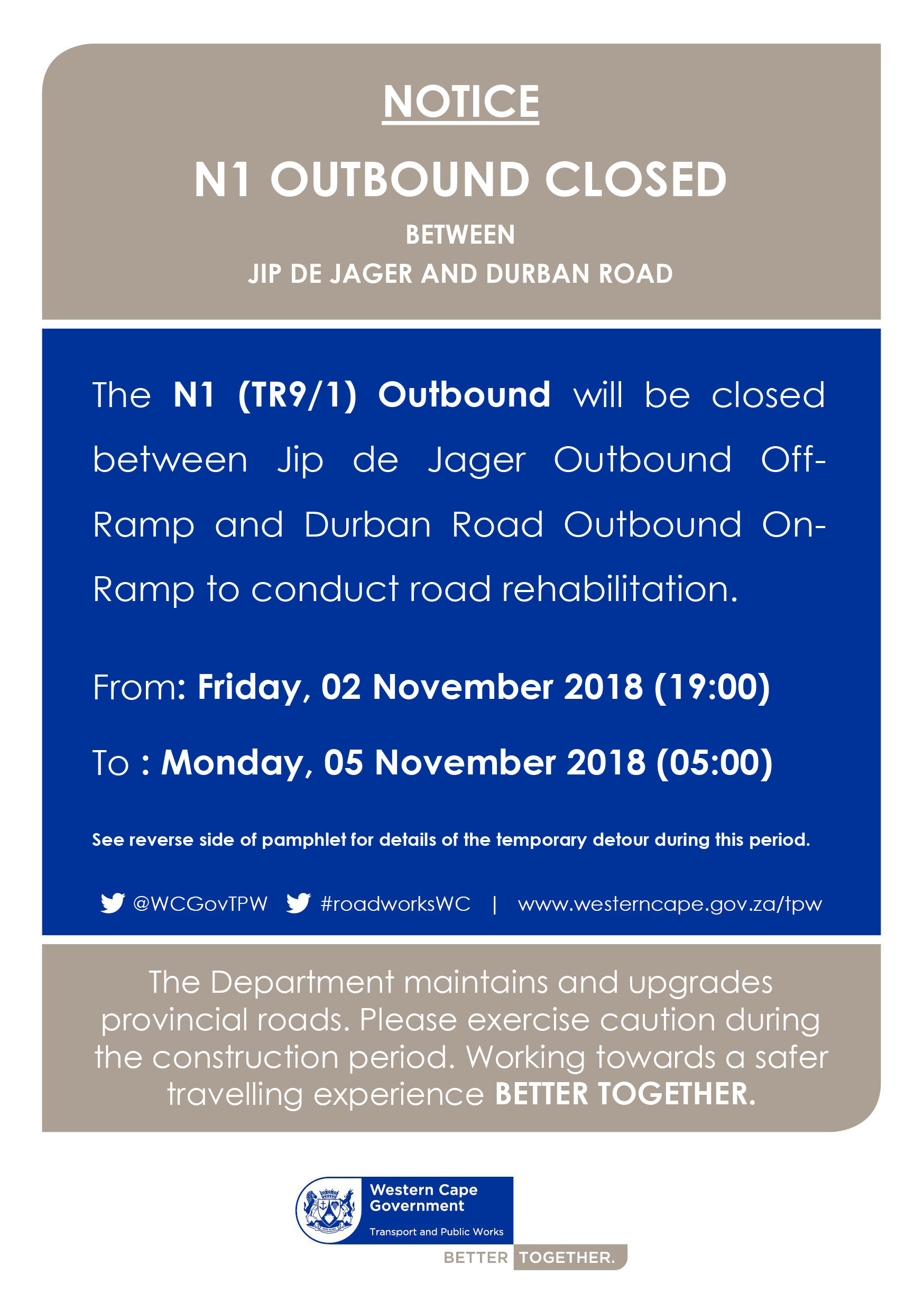 N1 road closures