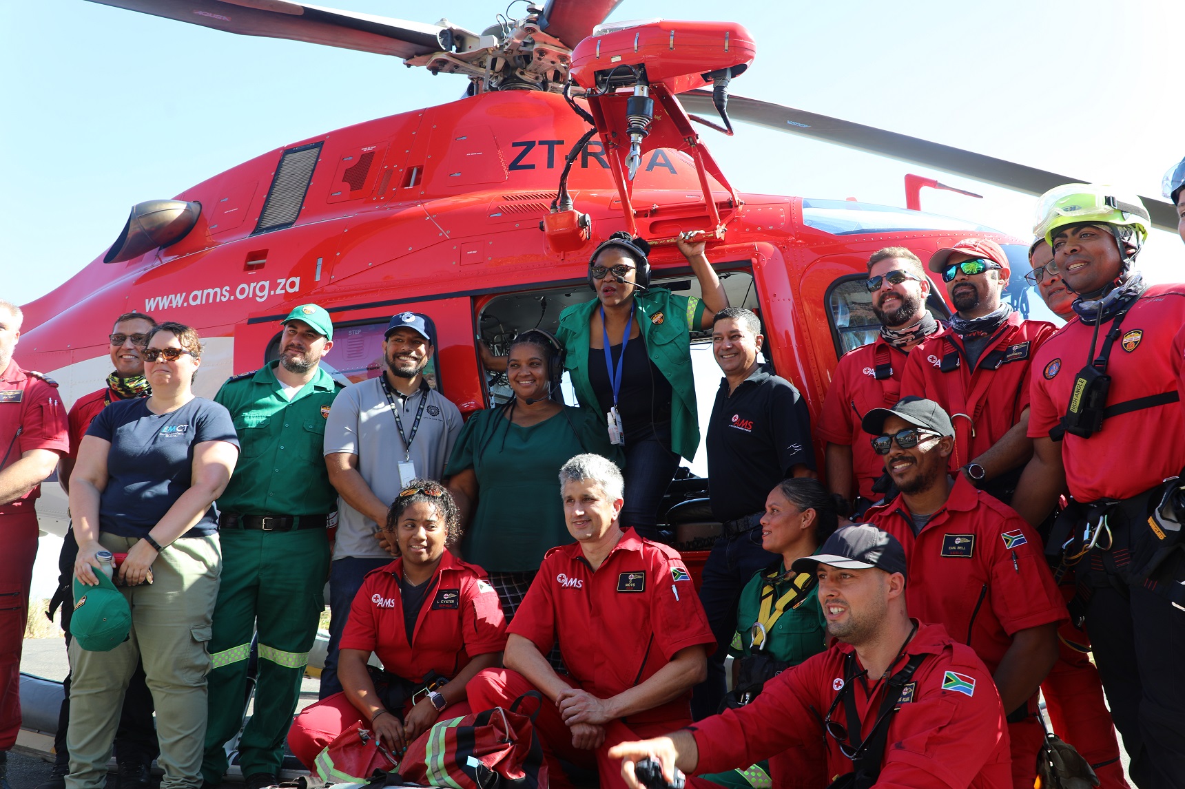 Minister Prof Nomafrench Mbombo accompanied by the AMS crew and management, as well as EMS officials from the Department and local representation from the City of Cape Town.