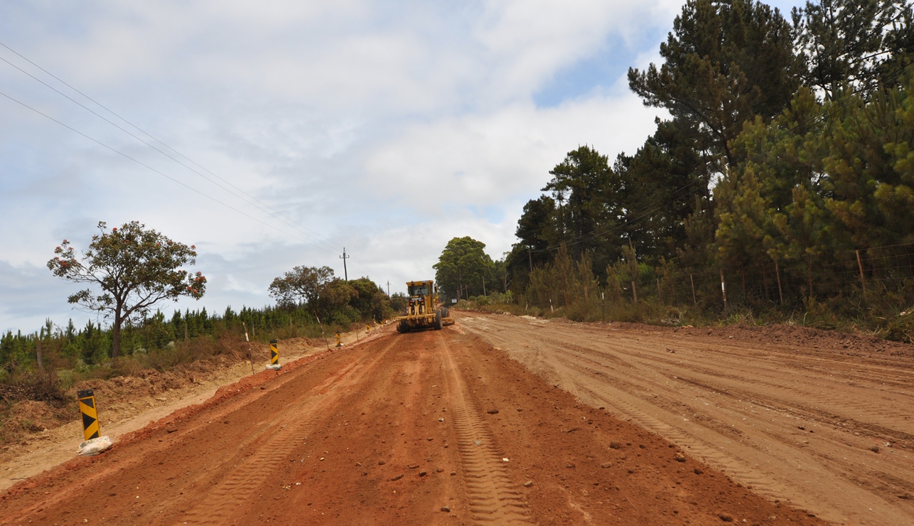 Work on the gravel section of Airport Road is under way.